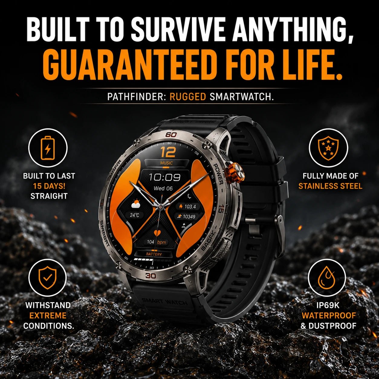Horonix Pathfinder Ultra Smartwatch built-in LED flashlight feature